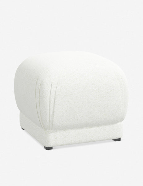 #color::white-boucle | Angled view of the Bailee White Boucle ottoman