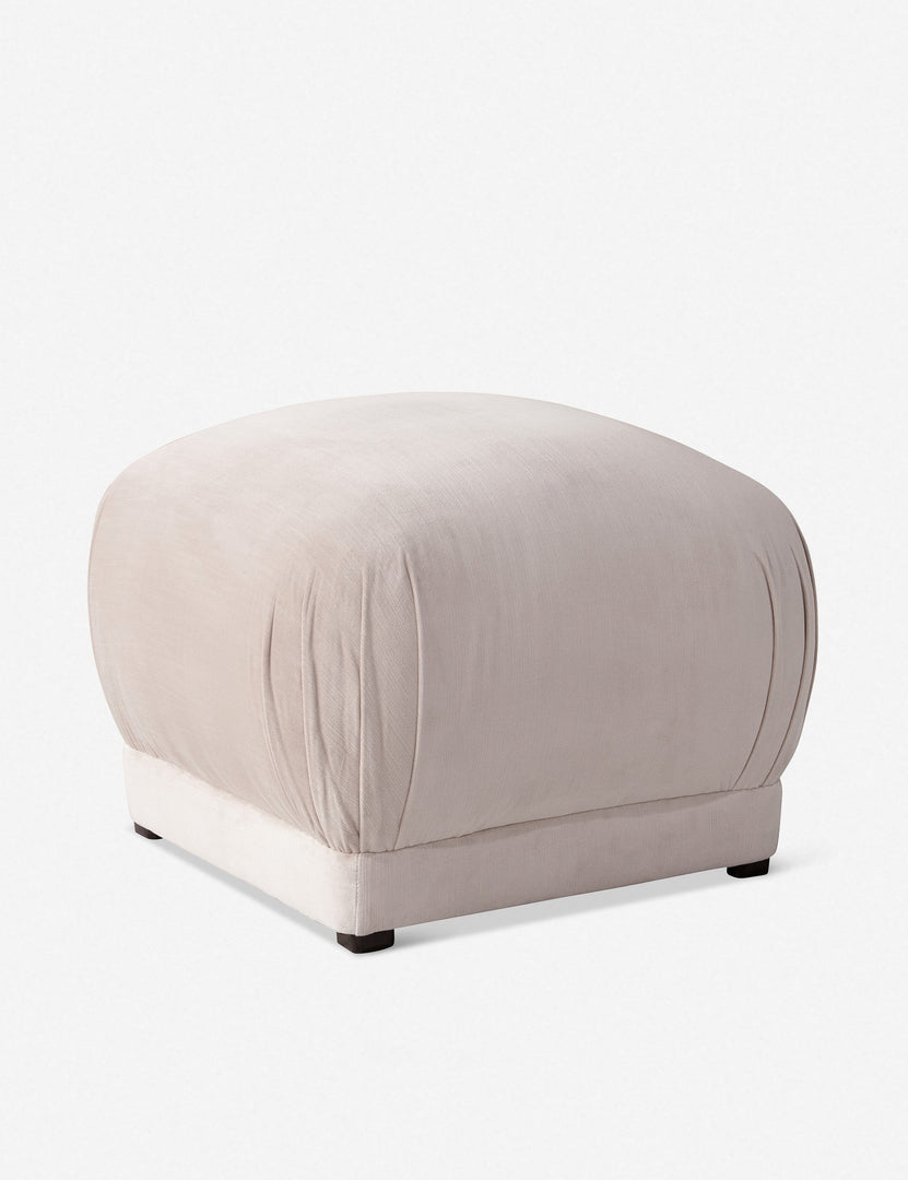 #color::mineral-velvet | Bailee Mineral Velvet upholstered ottoman with a pouf-like design and pleated corners