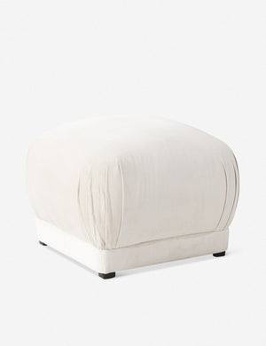Angled view of the Bailee Snow Velvet ottoman