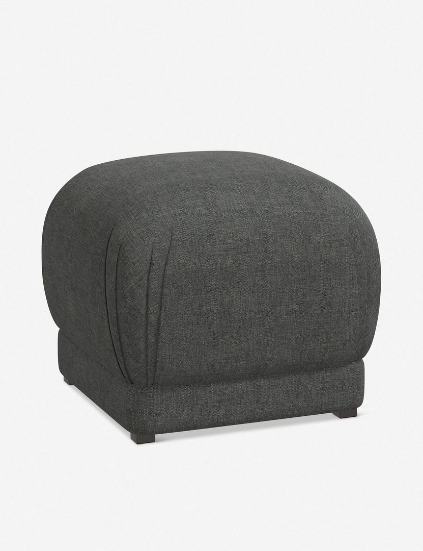 #color::charcoal-linen | Angled view of the Bailee Charcoal Linen ottoman