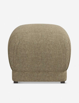 Bailee Pebble Linen upholstered ottoman with a pouf-like design and pleated corners