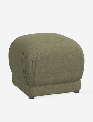 Angled view of the Bailee Sage Linen ottoman