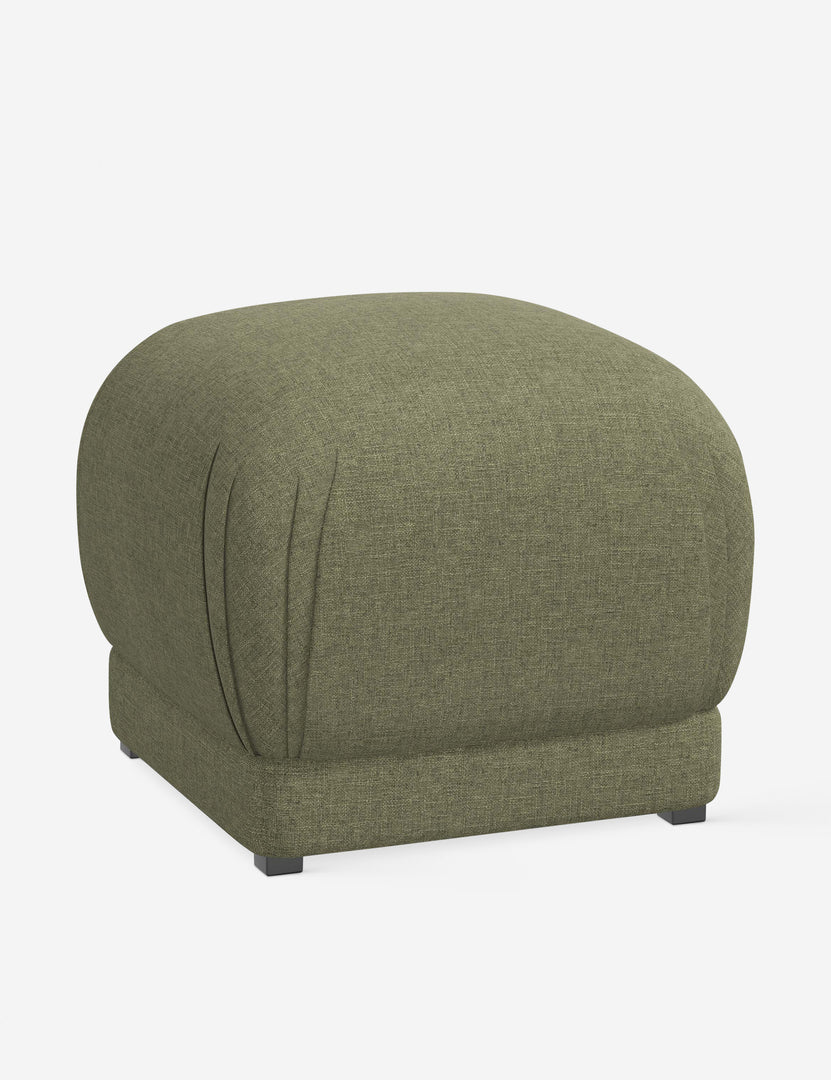 #color::sage-linen | Angled view of the Bailee Sage Linen ottoman