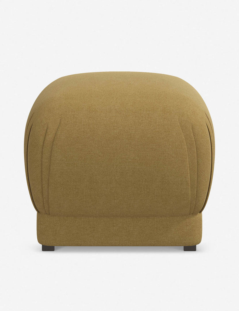 #color::sesame-linen | Bailee Sesame Linen upholstered ottoman with a pouf-like design and pleated corners