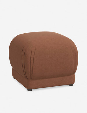 Angled view of the Bailee Terracotta Linen ottoman