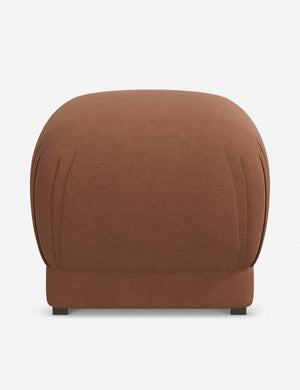 Bailee Terracotta Linen upholstered ottoman with a pouf-like design and pleated corners