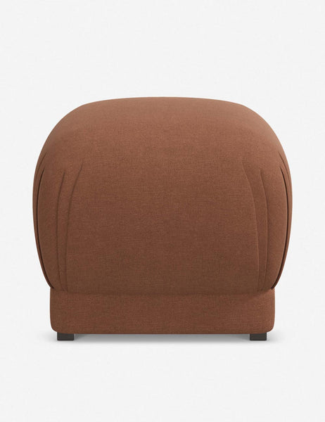 #color::terracotta-linen | Bailee Terracotta Linen upholstered ottoman with a pouf-like design and pleated corners