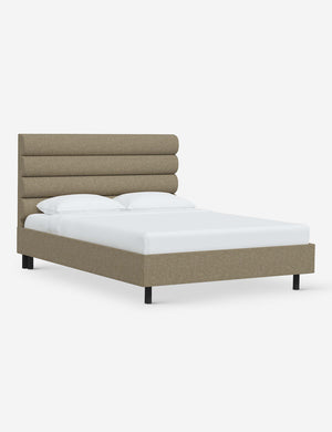 Angled view of the Bailee Pebble Linen platform bed