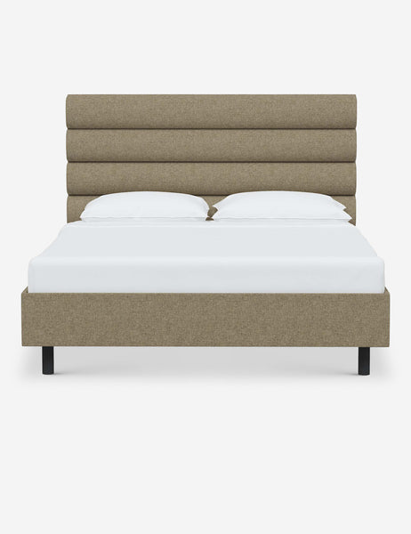 #color::pebble-linen #size::twin #size::full #size::queen #size::king #size::cal-king | Bailee Pebble Linen platform bed with a horizontal tufted headboard