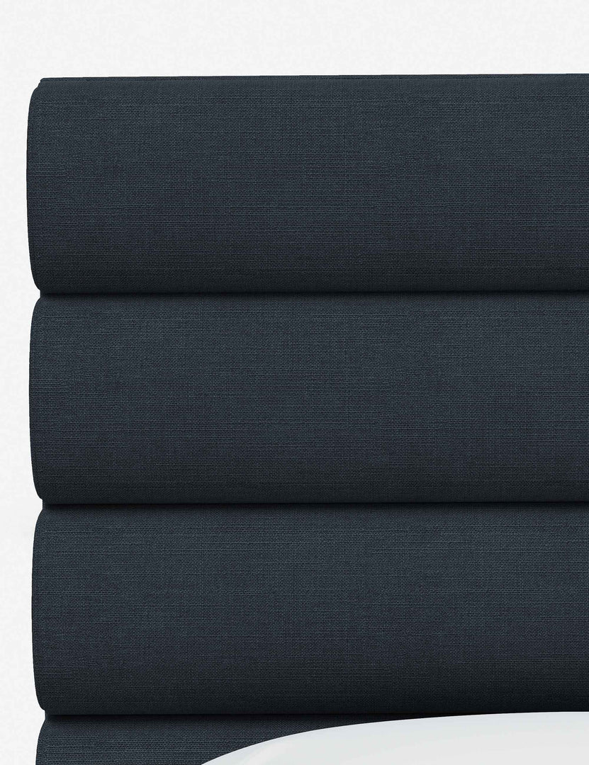 #color::navy-linen #size::twin #size::full #size::queen #size::king #size::cal-king | The horizontal tufted headboard on the Bailee Navy Linen platform bed
