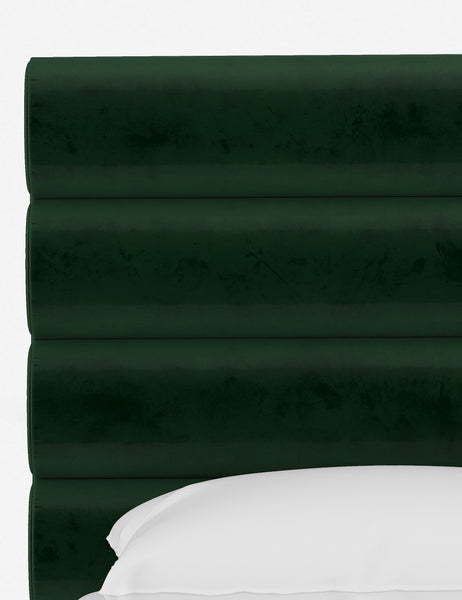#color::emerald-velvet #size::twin #size::full #size::queen #size::king #size::cal-king | The horizontal tufted headboard on the Bailee Emerald Velvet platform bed