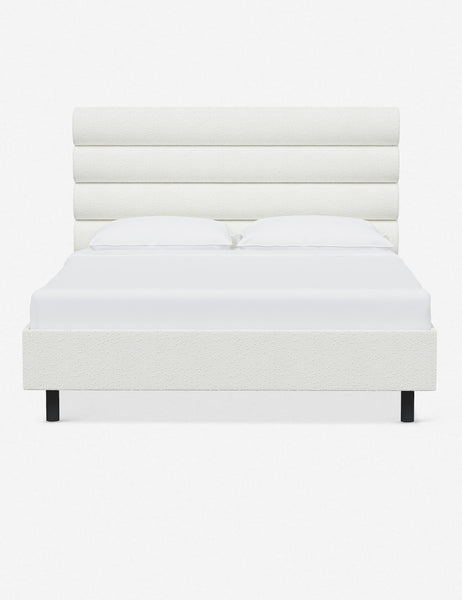 #color::white-boucle #size::twin #size::full #size::queen #size::king #size::cal-king | Bailee White Boucle platform bed with a horizontal tufted headboard