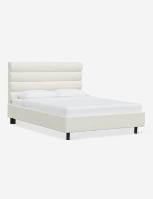 Angled view of the Bailee Cream Sherpa platform bed