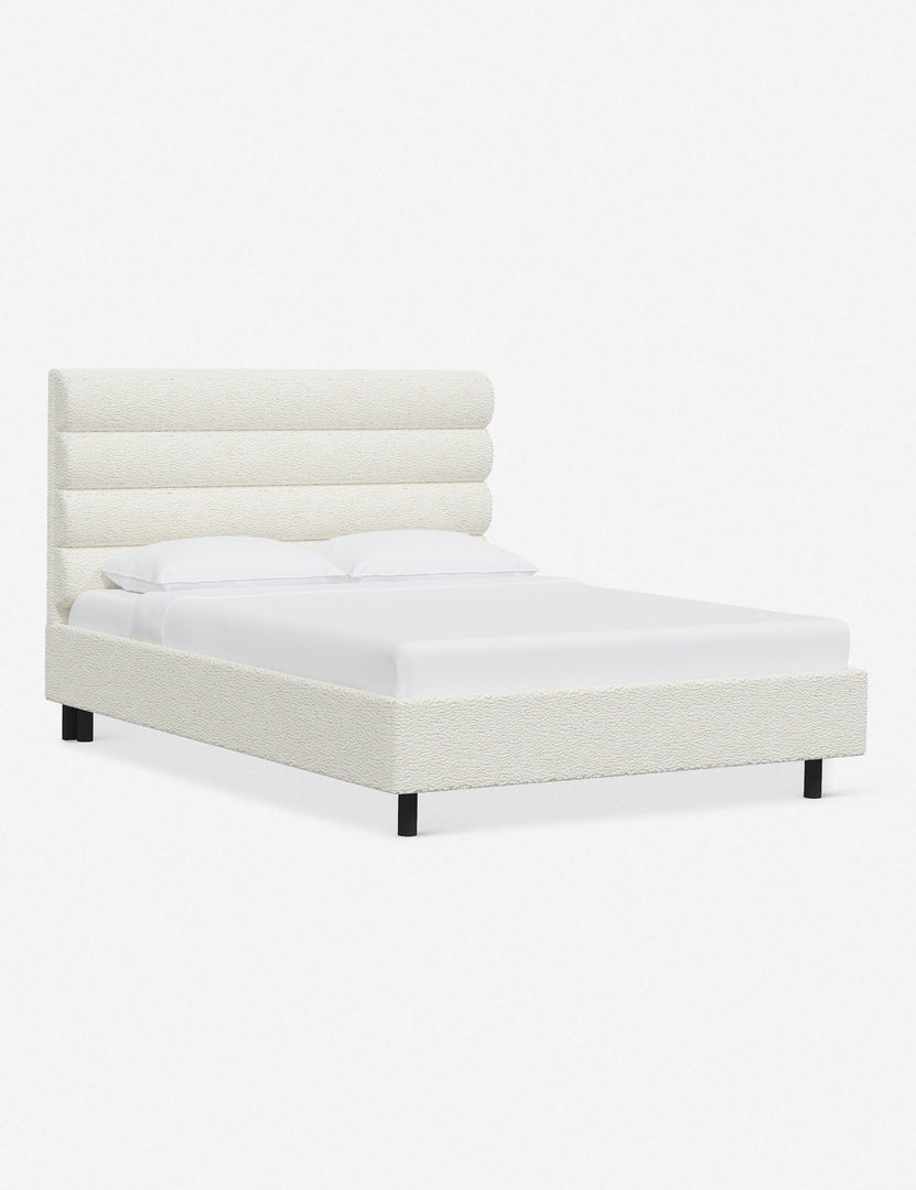 #color::cream-sherpa #size::twin #size::full #size::queen #size::king #size::cal-king | Angled view of the Bailee Cream Sherpa platform bed