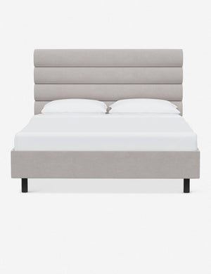 Bailee Mineral Velvet platform bed with a horizontal tufted headboard