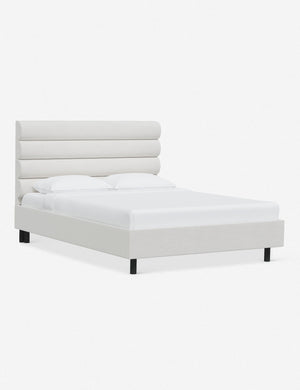 Angled view of the Bailee Snow Velvet platform bed