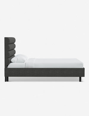 Side of the Bailee Charcoal Linen platform bed