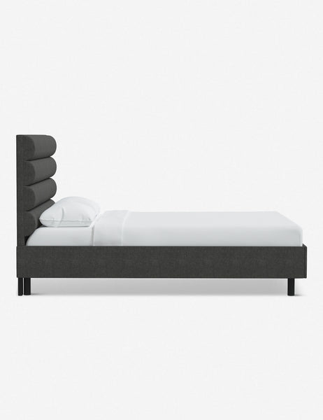 #color::charcoal-linen #size::twin #size::full #size::queen #size::king #size::cal-king | Side of the Bailee Charcoal Linen platform bed