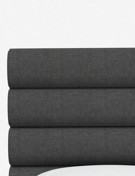 #color::charcoal-linen #size::twin #size::full #size::queen #size::king #size::cal-king | The horizontal tufted headboard on the Bailee Charcoal Linen platform bed