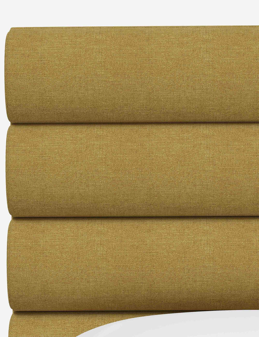 #color::golden-linen #size::twin #size::full #size::queen #size::king #size::cal-king | The horizontal tufted headboard on the Bailee Golden Linen platform bed