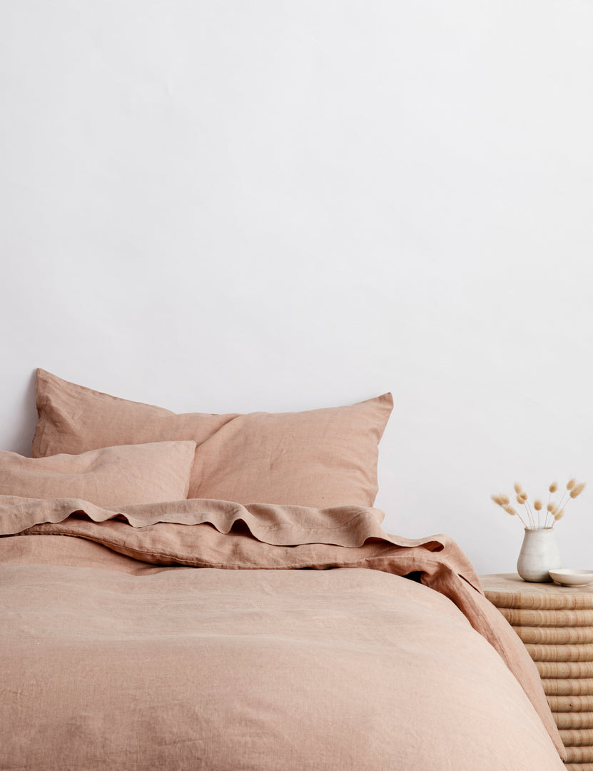 #color::fawn #size::standard #size::king | Set of two european flax linen fawn pink pillowcases by cultiver
