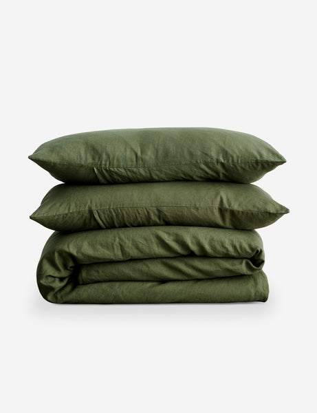#color::forest #size::queen #size::king | European Flax Linen forest green Duvet Set by Cultiver