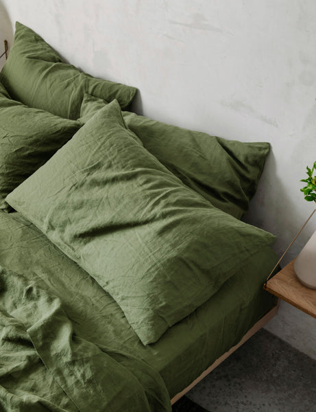 #color::forest #size::standard #size::king | Set of two european flax linen forest green pillowcases by cultiver
