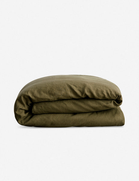 #color::olive #size::king #size::queen | European Flax Linen olive green Duvet Cover by Cultiver