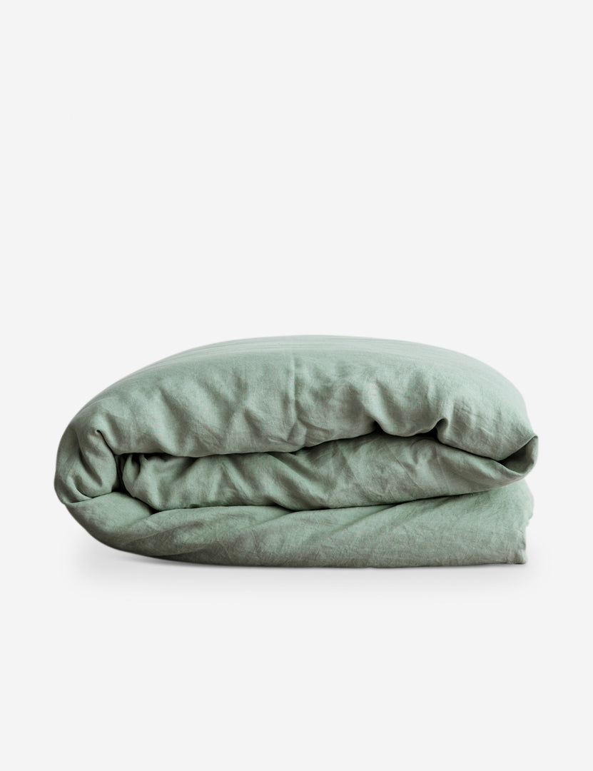 #color::sage #size::queen #size::king | European Flax Linen sage green Duvet Cover by Cultiver