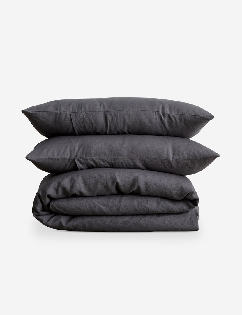#color::slate #size::queen #size::king | European Flax Linen slate gray Duvet Set by Cultiver