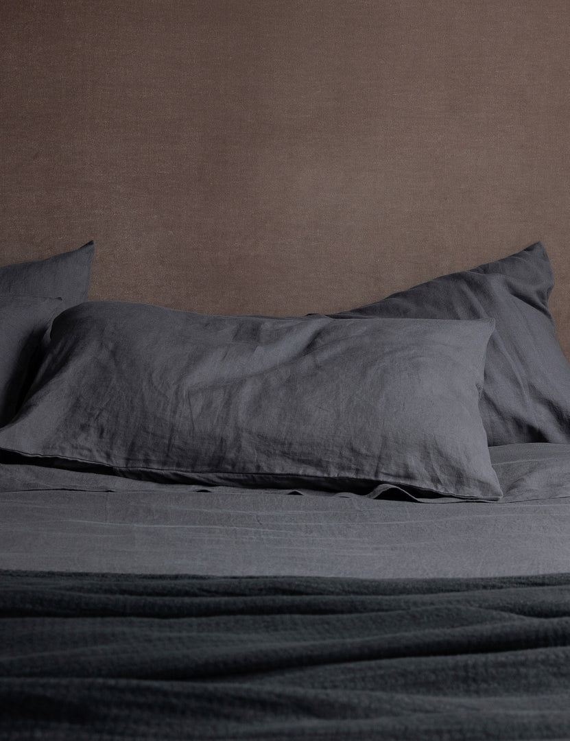 #color::slate #size::standard #size::king | Set of two european flax linen slate gray pillowcases by cultiver