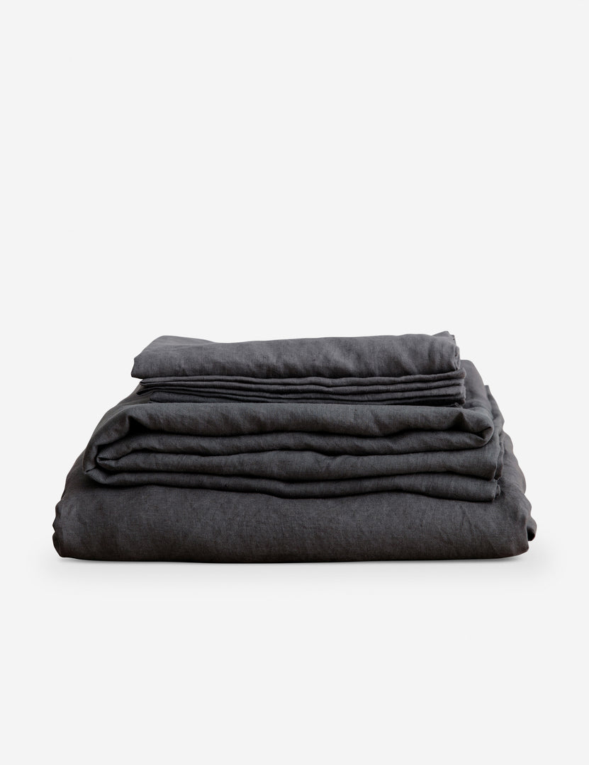 #color::slate #size::queen #size::king | European Flax Linen slate gray Sheet Set by Cultiver