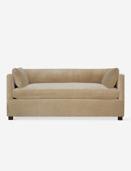 #color::camel-velvet #size::queen | Lotte camel velvet queen-sized sleeper sofa
