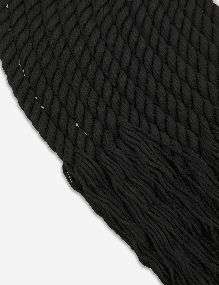 #color::black | Close up of the woven construction of the black forte wall hanging