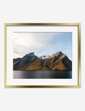Fjords Photography Print in a gold frame