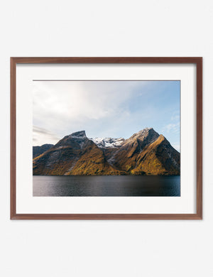 Fjords Photography Print in a walnut frame