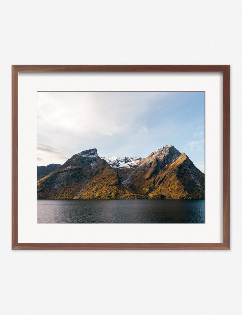#size::8--x-10- #size::16--x-20- #size::24--x-30- #size::135--x-155- #size::215--x-255- #size::295--x-355- #frame-option::framed #color::walnut | Fjords Photography Print in a walnut frame