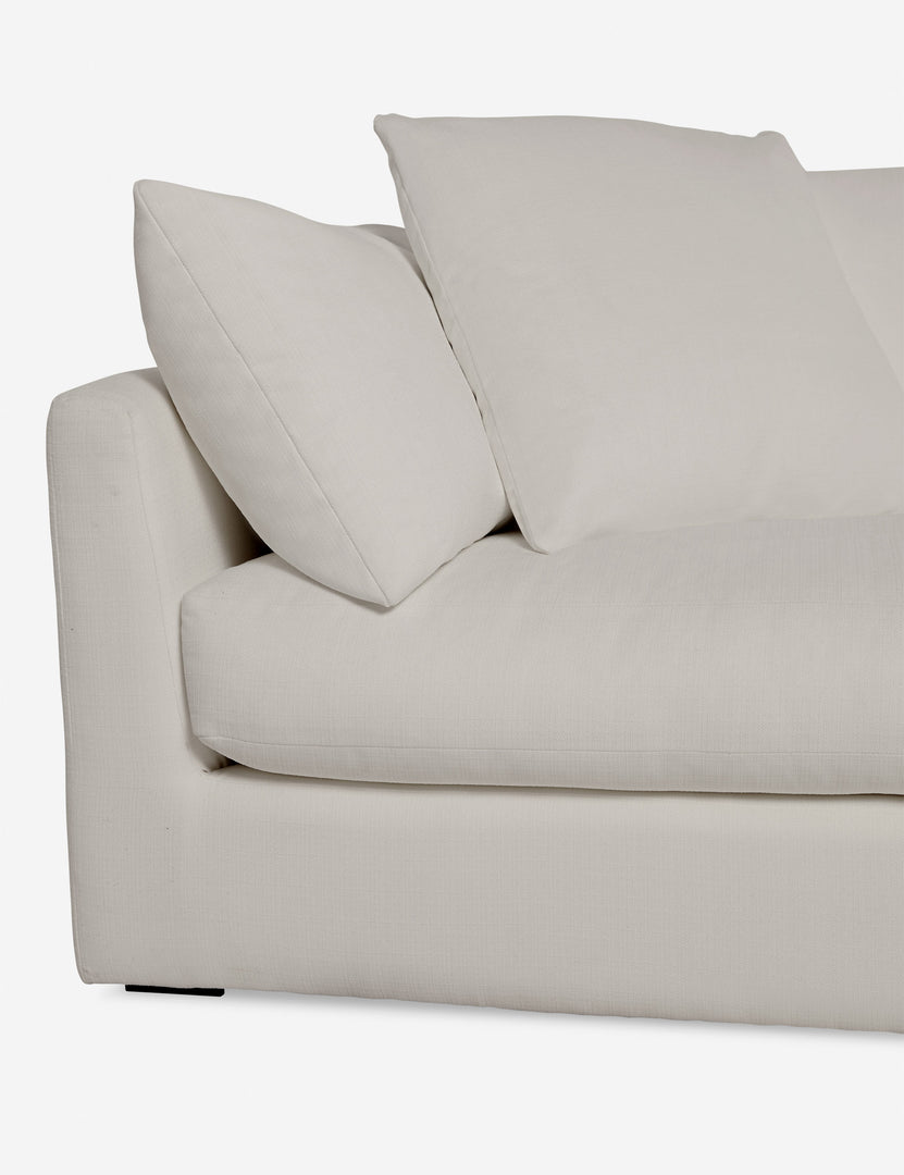 #color::natural-linen #size::108-W #size::96-W #size::84-W #size::72-W | Close up of the Cashel Natural Linen Sofa