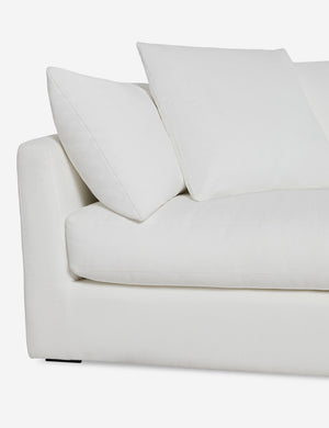 Close up of the Cashel White Performance Fabric Sofa