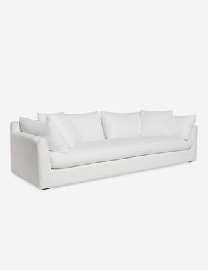 Angled view of the Cashel White Performance Fabric Sofa