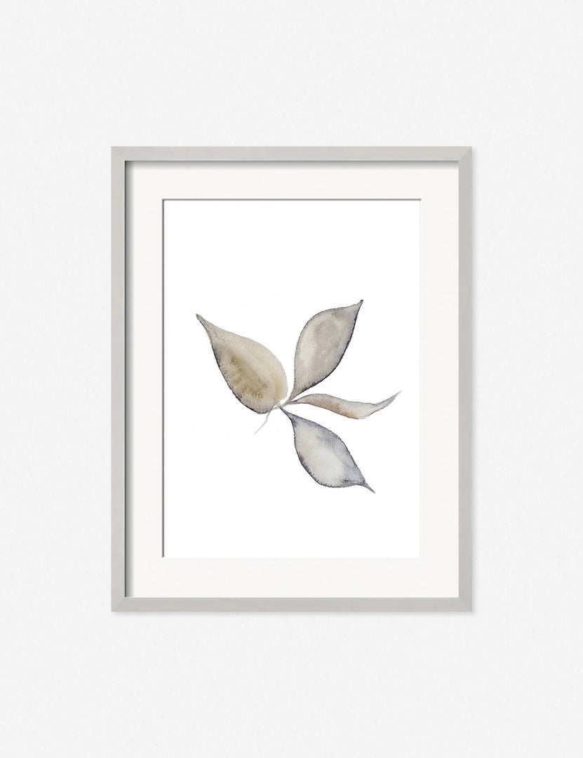#color::silver #frame-option::framed #size::23--x-29- #size::14--x-17- #size::17--x-23- #size::29--x-37- #size::35--x-45- | Faded Leaves Print in a silver frame that features a crisp botanical silhouette by Céline Nordenhed