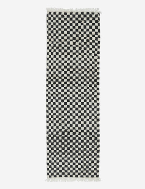 Black and white Checkerboard Rug by Sarah Sherman Samuel in its runner size