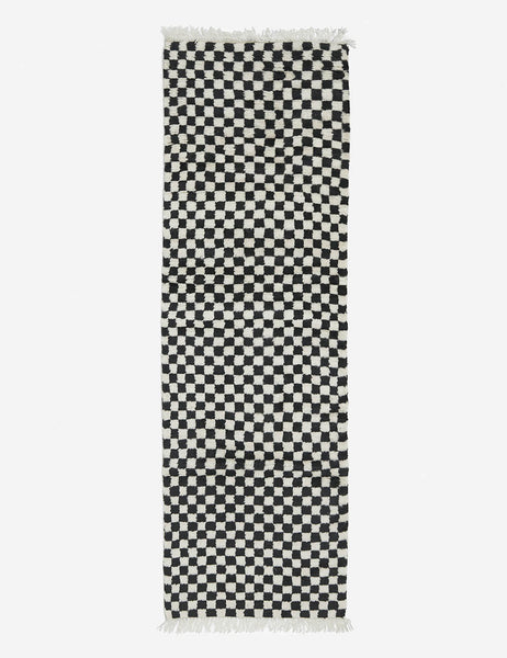 #size::2-6--x-8- #size::6--x-9- #size::8--x-10- #size::9--x-12- #size::10--x-14- #size::12--x-15- | Black and white Checkerboard Rug by Sarah Sherman Samuel in its runner size