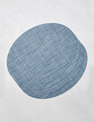 Set of four chambray blue Mini Basketweave Oval Placemat by Chilewich