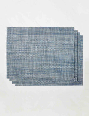 Set of four chambray blue Mini Basketweave Rectangle Placemat by Chilewich