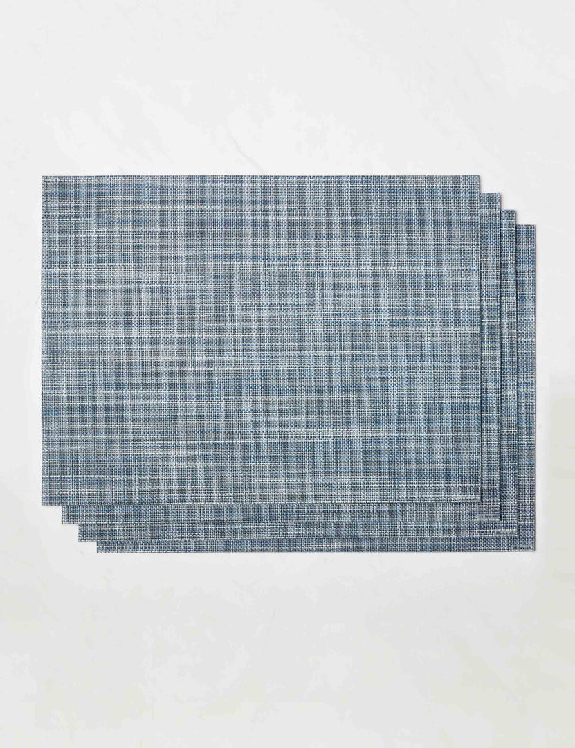 #color::chambray | Set of four chambray blue Mini Basketweave Rectangle Placemat by Chilewich