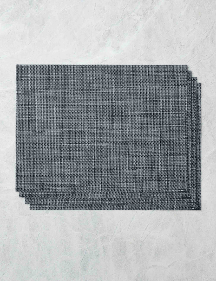 #color::cool-grey | Set of four cool gray Mini Basketweave Rectangle Placemat by Chilewich