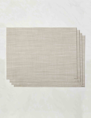 Set of four parchment-toned Mini Basketweave Rectangle Placemat by Chilewich