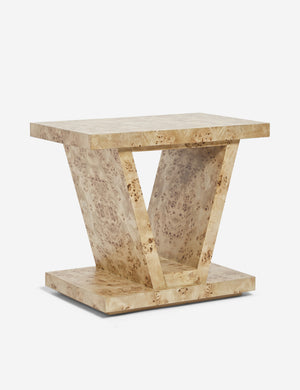 Angled view of the Chloe Burl Wood Side Table