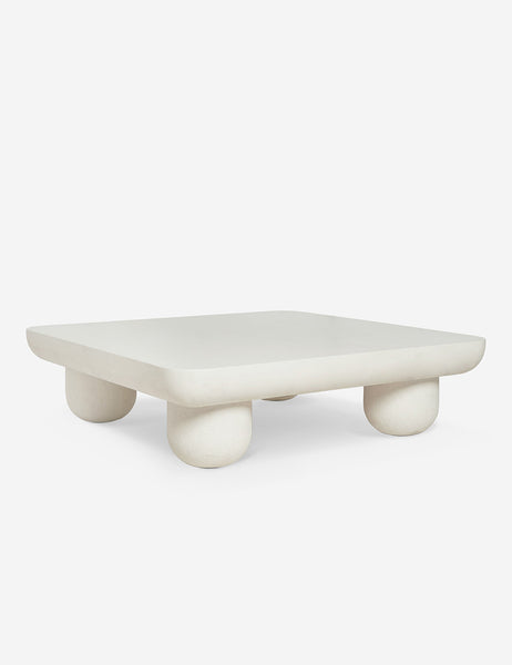 | Clouded square white coffee table by Sarah Sherman Samuel with rounded legs and edges